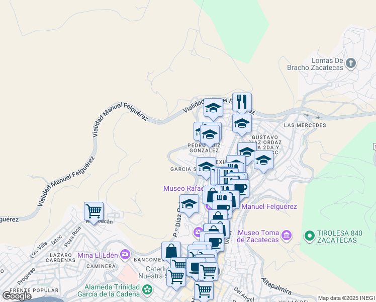 map of restaurants, bars, coffee shops, grocery stores, and more near 12 Villanueva - Zacatecas in Villanueva