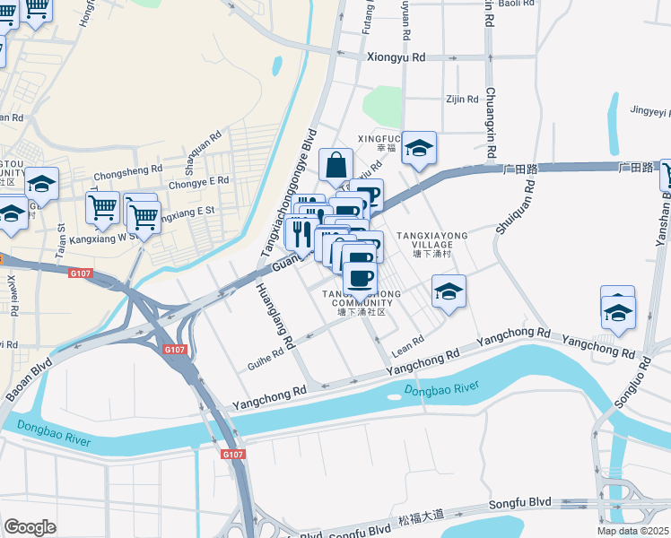 map of restaurants, bars, coffee shops, grocery stores, and more near 71 Zhong Fu Lu in Shen Zhen Shi