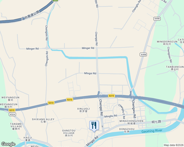 map of restaurants, bars, coffee shops, grocery stores, and more near Ming Xi Lu in Fo Shan Shi