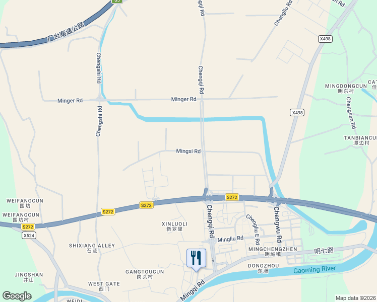 map of restaurants, bars, coffee shops, grocery stores, and more near Ming Xi Lu in Fo Shan Shi