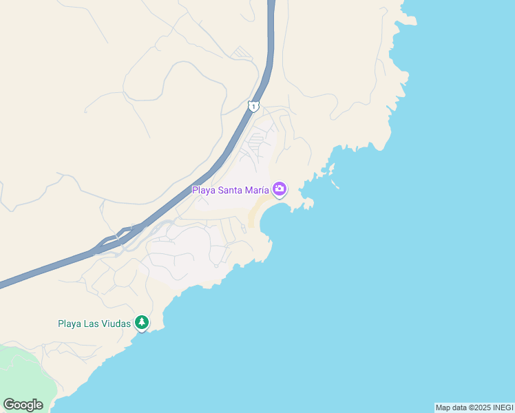 map of restaurants, bars, coffee shops, grocery stores, and more near Playa Santa María in Cabo San Lucas