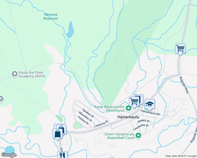map of restaurants, bars, coffee shops, grocery stores, and more near in Hanamaulu