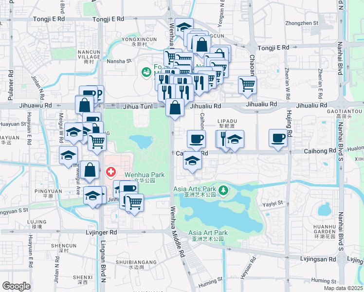 map of restaurants, bars, coffee shops, grocery stores, and more near in Foshan