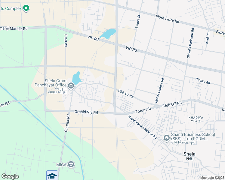 map of restaurants, bars, coffee shops, grocery stores, and more near Club O7 Road in Ahmedabad