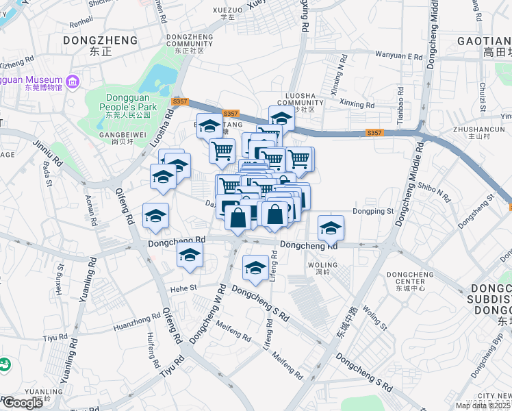 map of restaurants, bars, coffee shops, grocery stores, and more near in Dongguan