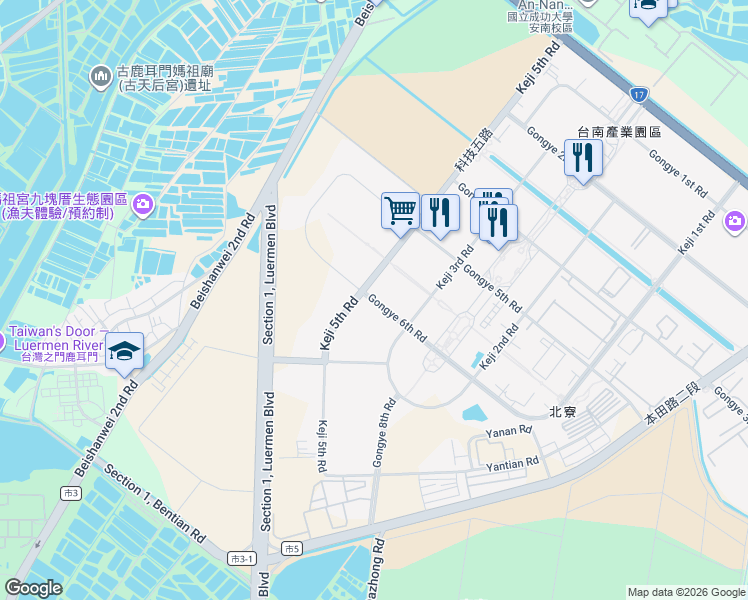 map of restaurants, bars, coffee shops, grocery stores, and more near 29 Gongye 6th Road in Annan District