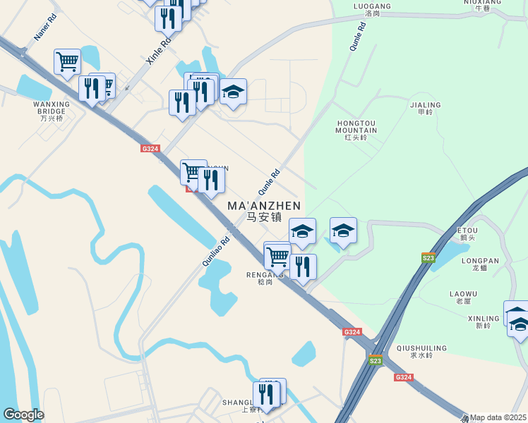 map of restaurants, bars, coffee shops, grocery stores, and more near in Huizhou