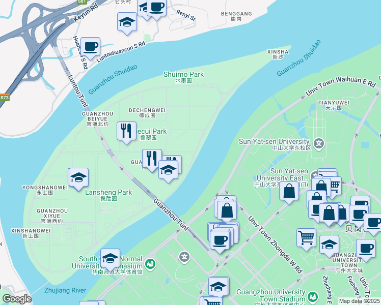 map of restaurants, bars, coffee shops, grocery stores, and more near in Guang Zhou Shi