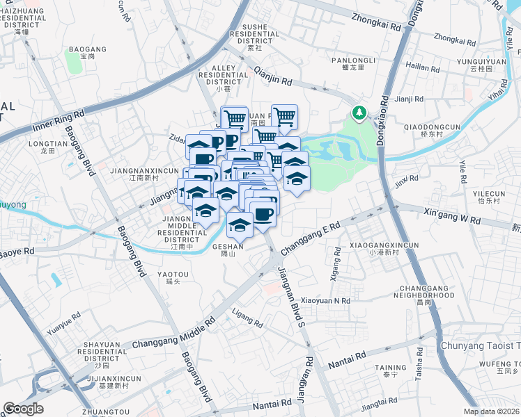 map of restaurants, bars, coffee shops, grocery stores, and more near in Guangzhou