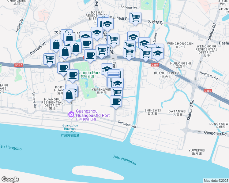 map of restaurants, bars, coffee shops, grocery stores, and more near Feng Le Nan Lu in Guang Zhou Shi