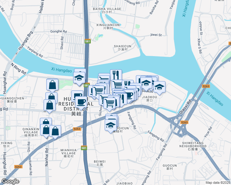 map of restaurants, bars, coffee shops, grocery stores, and more near Luo Cun Da Jie in Fo Shan Shi