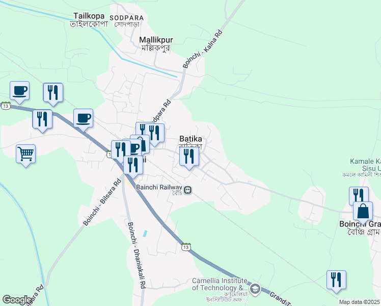 map of restaurants, bars, coffee shops, grocery stores, and more near in Balindar