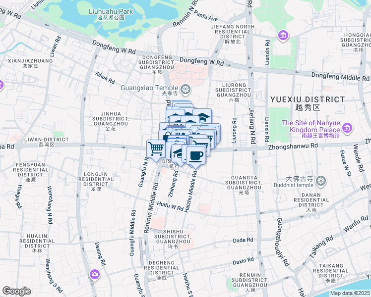 map of restaurants, bars, coffee shops, grocery stores, and more near in Guang Zhou Shi
