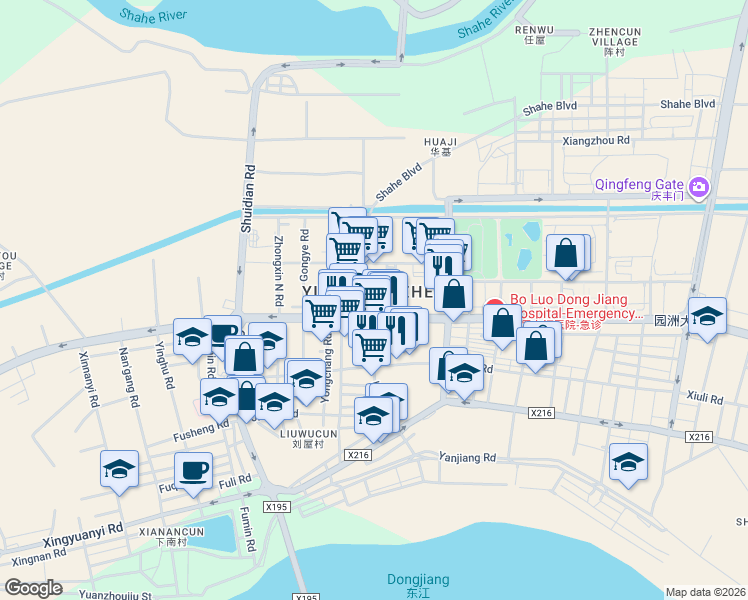 map of restaurants, bars, coffee shops, grocery stores, and more near in Huizhou