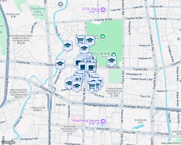 map of restaurants, bars, coffee shops, grocery stores, and more near in Guang Zhou Shi