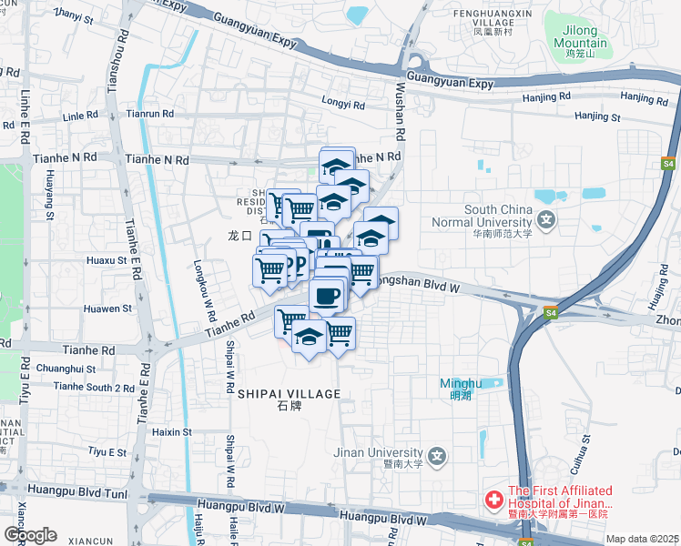 map of restaurants, bars, coffee shops, grocery stores, and more near in Guangzhou