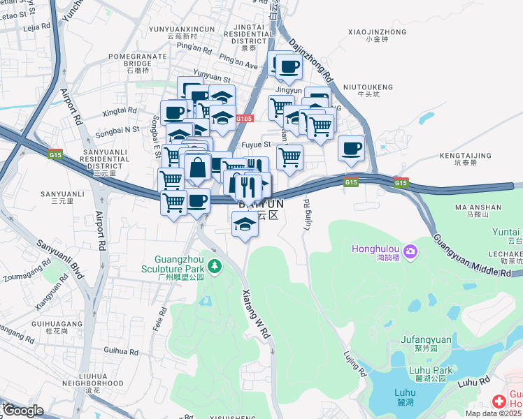 map of restaurants, bars, coffee shops, grocery stores, and more near in Guangzhou