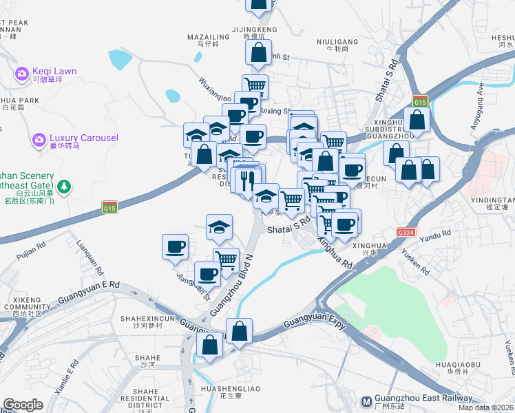 map of restaurants, bars, coffee shops, grocery stores, and more near Guang Zhou Da Dao Bei in Guang Zhou Shi