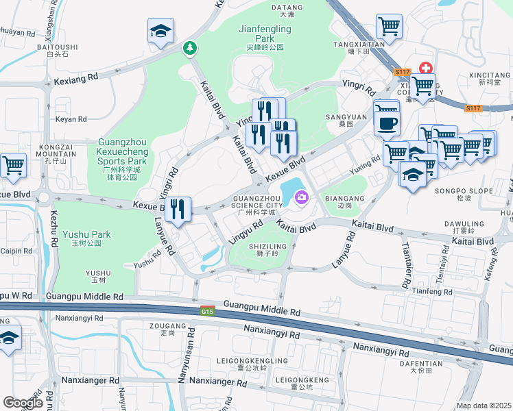 map of restaurants, bars, coffee shops, grocery stores, and more near in Guangzhou