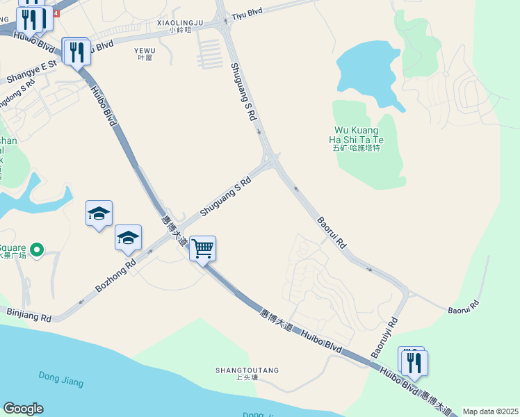 map of restaurants, bars, coffee shops, grocery stores, and more near in Huizhou