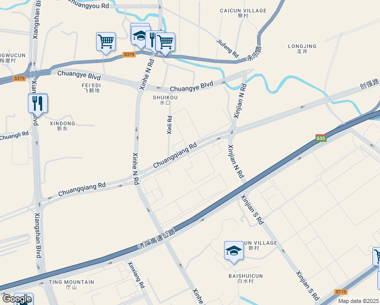 map of restaurants, bars, coffee shops, grocery stores, and more near Chuang Qiang Lu in Guang Zhou Shi