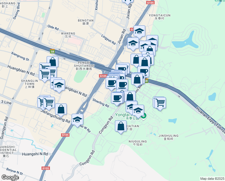 map of restaurants, bars, coffee shops, grocery stores, and more near Tong Tai Yi Jie in Guang Zhou Shi