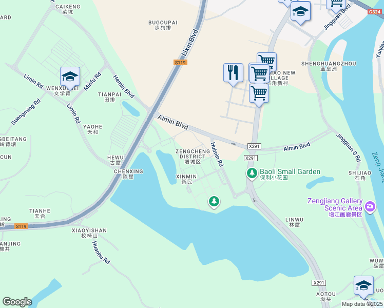 map of restaurants, bars, coffee shops, grocery stores, and more near in Guangzhou