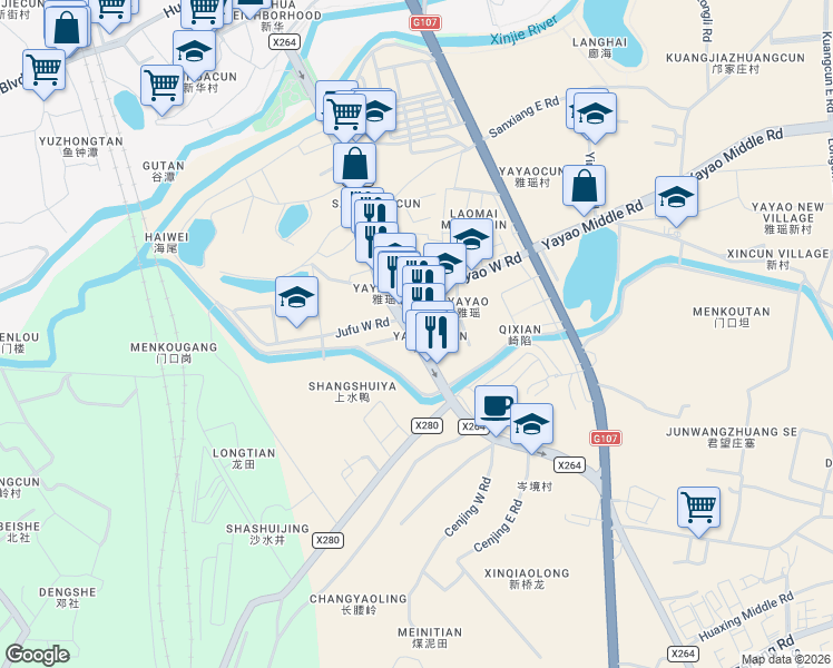 map of restaurants, bars, coffee shops, grocery stores, and more near in Guangzhou