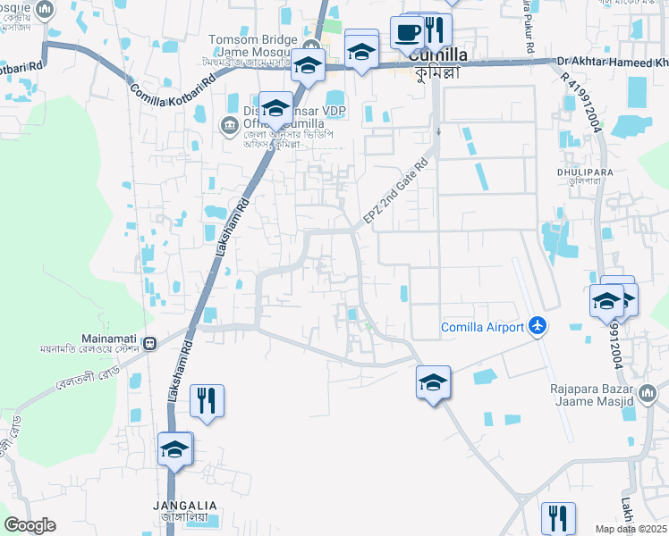 map of restaurants, bars, coffee shops, grocery stores, and more near ইয়াসিন মার্কেট রোড in Comilla