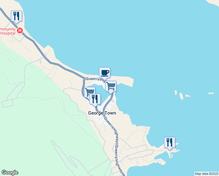 map of restaurants, bars, coffee shops, grocery stores, and more near Unnamed Road in George Town