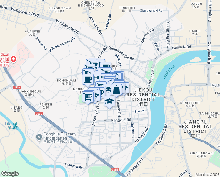 map of restaurants, bars, coffee shops, grocery stores, and more near Lan Tian Dong Lu in Guang Zhou Shi