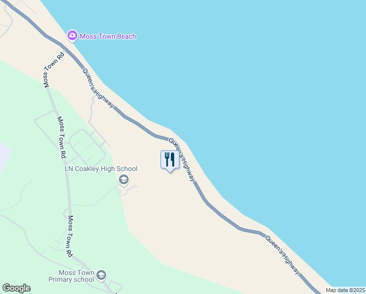 map of restaurants, bars, coffee shops, grocery stores, and more near Queen's Highway in Rokers Point Settlement