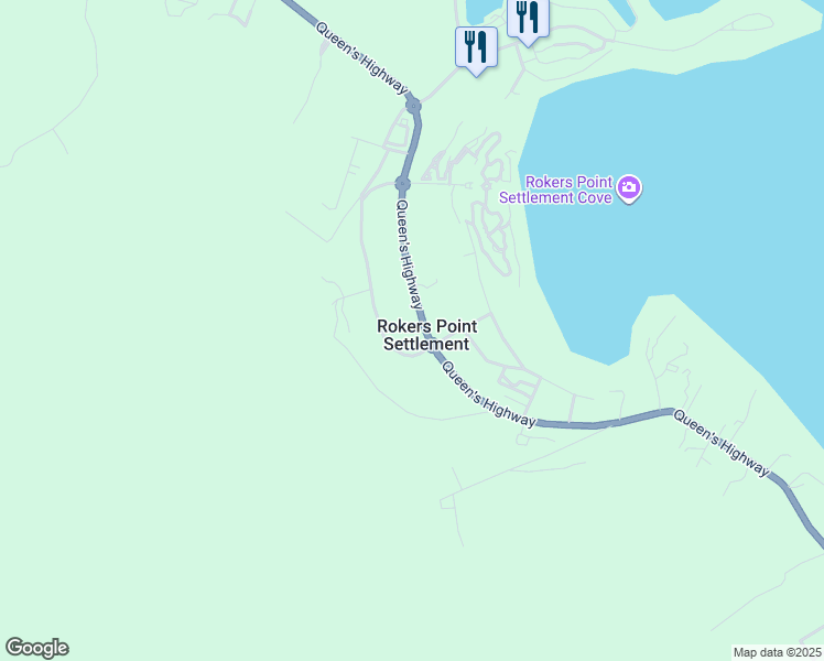 map of restaurants, bars, coffee shops, grocery stores, and more near Queen's Highway in Rokers Point Settlement
