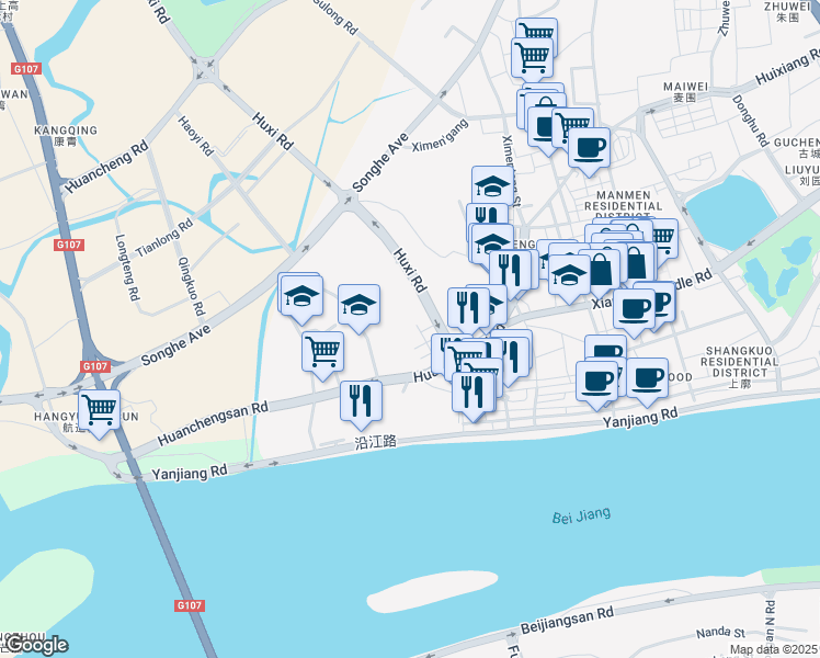 map of restaurants, bars, coffee shops, grocery stores, and more near in Qingyuan