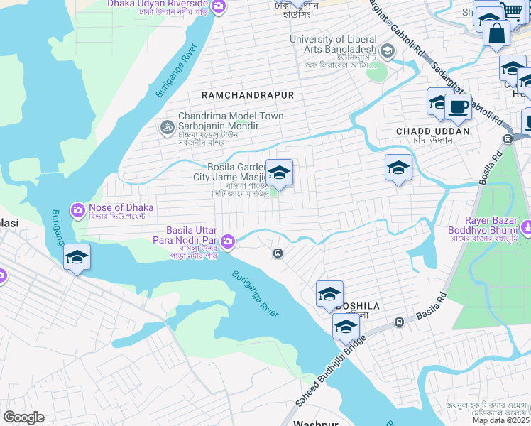 map of restaurants, bars, coffee shops, grocery stores, and more near 9 Block-C in Dhaka