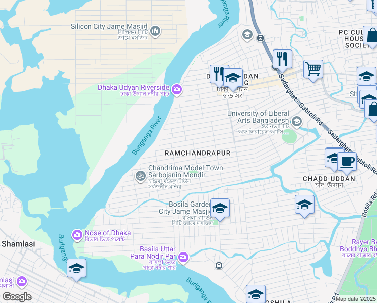 map of restaurants, bars, coffee shops, grocery stores, and more near Avenue # 1 Block-C in Dhaka
