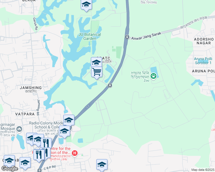 map of restaurants, bars, coffee shops, grocery stores, and more near Dhaka - Aricha Highway in Savar