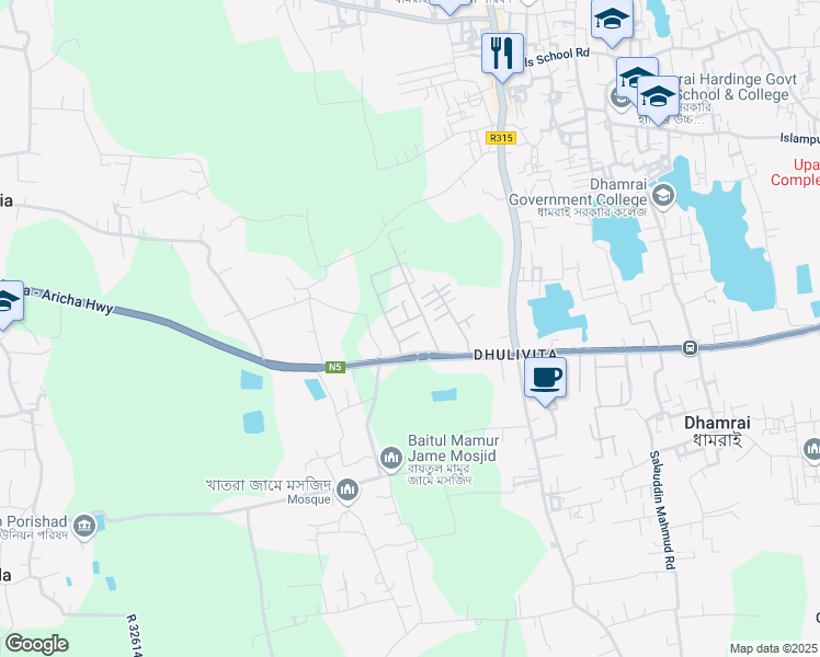 map of restaurants, bars, coffee shops, grocery stores, and more near in ঢাকা জেলা