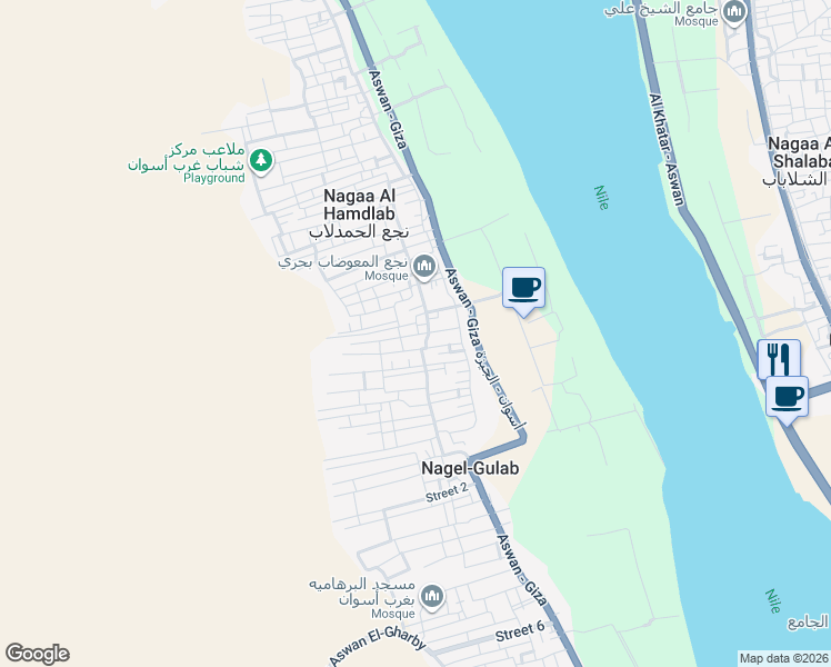 map of restaurants, bars, coffee shops, grocery stores, and more near in Qism Aswan