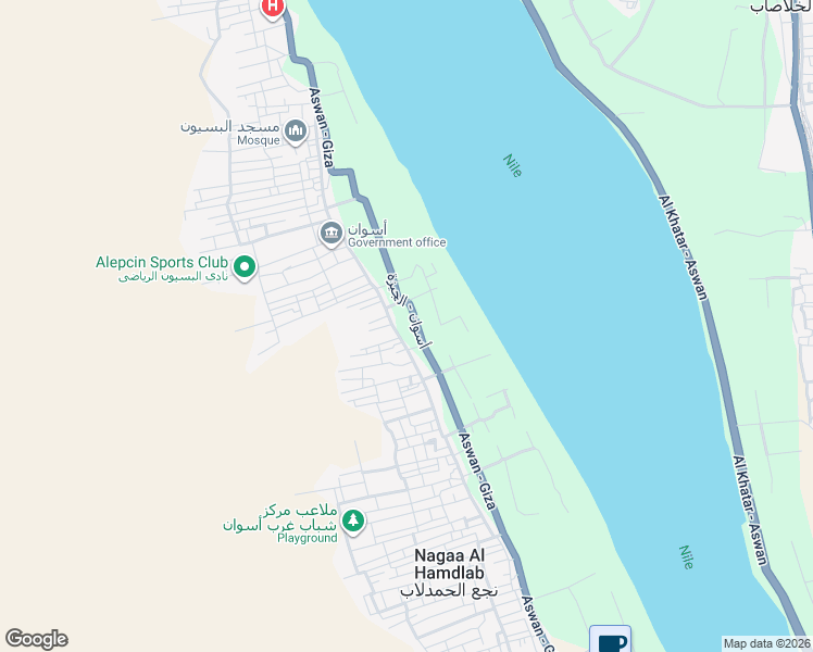 map of restaurants, bars, coffee shops, grocery stores, and more near in Aswan