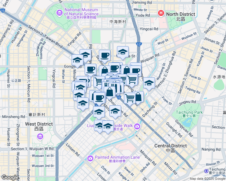 map of restaurants, bars, coffee shops, grocery stores, and more near in 
