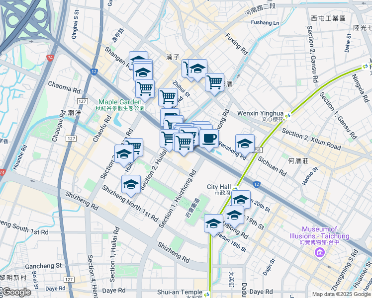 map of restaurants, bars, coffee shops, grocery stores, and more near in 