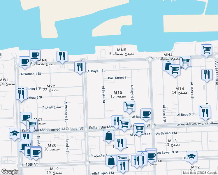 map of restaurants, bars, coffee shops, grocery stores, and more near in Abu Dhabi