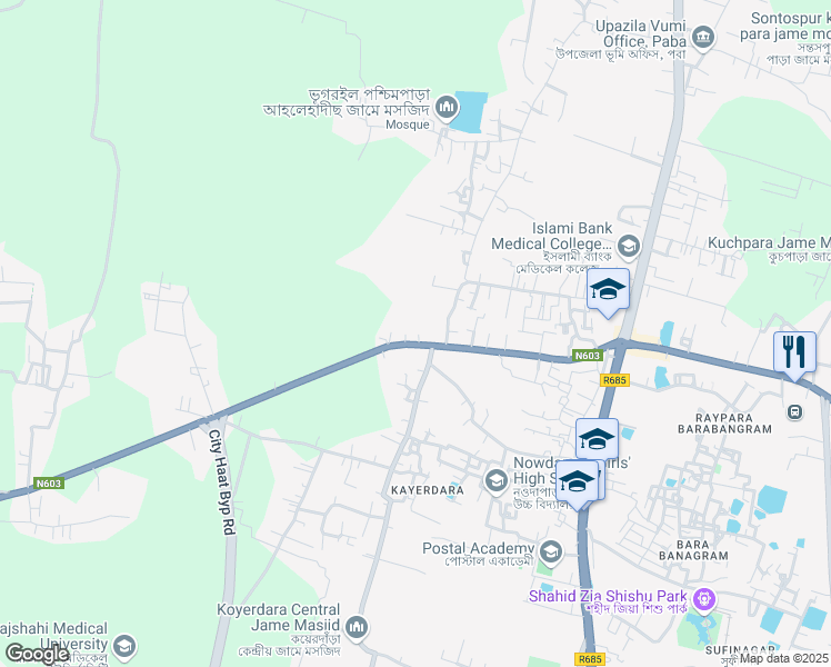 map of restaurants, bars, coffee shops, grocery stores, and more near in Rajshahi District