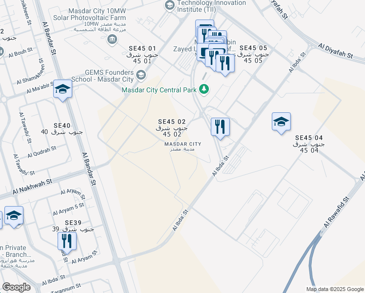 map of restaurants, bars, coffee shops, grocery stores, and more near in Abu Dhabi