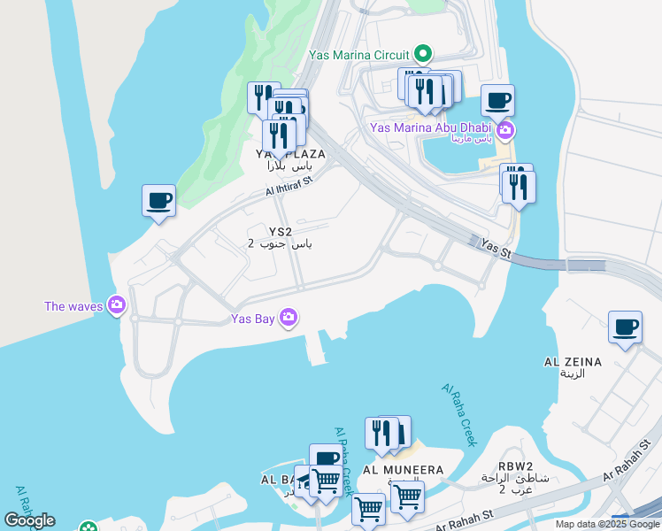 map of restaurants, bars, coffee shops, grocery stores, and more near in Abu Dhabi
