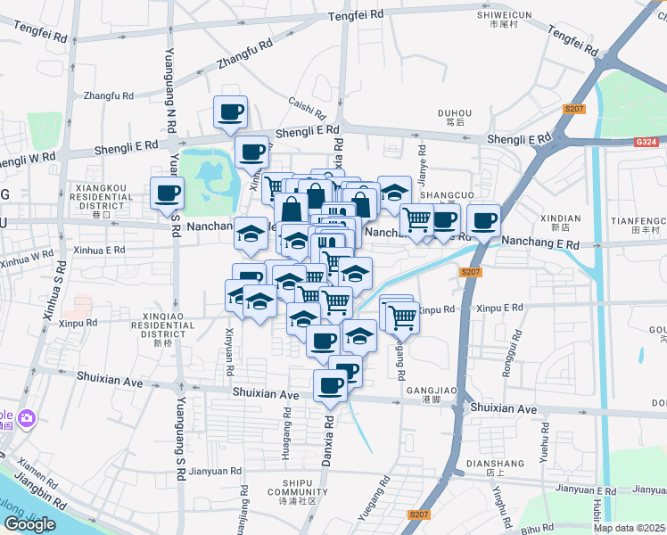 map of restaurants, bars, coffee shops, grocery stores, and more near Dan Xia Lu in Zhang Zhou Shi
