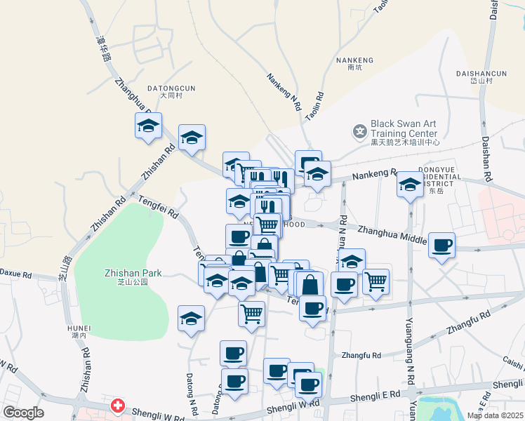 map of restaurants, bars, coffee shops, grocery stores, and more near 1-24 Zhanghua Road in Zhangzhou Shi
