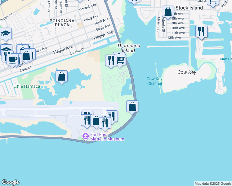 map of restaurants, bars, coffee shops, grocery stores, and more near 3910 South Roosevelt Boulevard in Key West