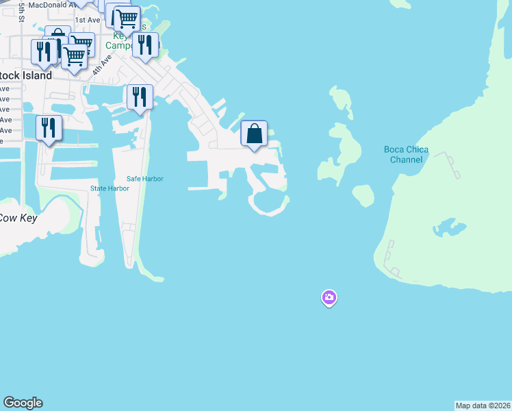 map of restaurants, bars, coffee shops, grocery stores, and more near in Stock Island